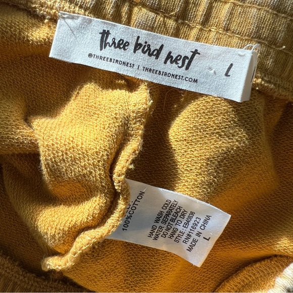 THREE BIRD NEST Mustard Yellow Cotton Wide Leg Cropped Sweatpants Size Large - Picture 3 of 11